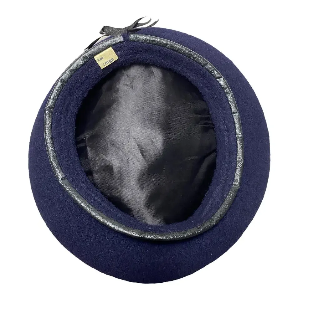 Vintage Navy Size L Blue Wool Beret Hat - Picture 5 of 10